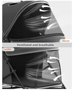 Pet Stroller with 4 Wheels for Small/Medium Pets, Portable Travel Foldable Carrier Jogger for Dog Cat Puppy Kitty, Rear Wheel Breaks, Storage Basket, Visible Mesh with Weather Cover (Black)