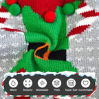 PETCARE Dog Christmas Sweater Ugly Elf Clown Cat Sweater Vest Pet Jumper Grey Green Holiday Dog Clothes Puppy Sweaters for Small Medium Large Dogs Cats Fall Winter Outfits Xmas Dogs Costume,X-Large