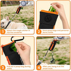 Dog Poop Bag Holder for Leash with 2 Waterproof Storage Pouches, Carabiner Clip, Zipper Soft Dog Pouch for Pet Waste Bags, Dog Walking, Training, Travel (Black)