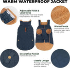 Dog Winter Coat, Dog Jacket with Warm Fleece Lined, Waterproof Windproof Dogs Cold Weather Coats Clothes for Puppy Dogs Snowsuit with Leash Hole, Navy Small