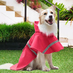NACOCO Large Dog Raincoat Adjustable Pet Water Proof Clothes Lightweight Rain Jacket Poncho Hoodies with Strip Reflective (XXXL, Red)
