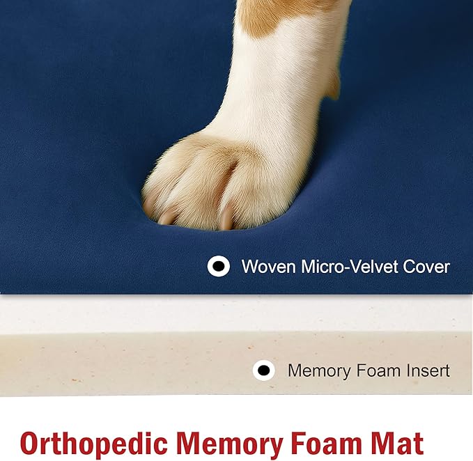 Majestic Pet Orthopedic Memory Foam Dog Crate Mat - Plush Pet Bed Pad for Crates & Kennels | USA Crafted | 48"x30" Villa Navy