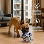 ProBall Pets Interactive Dog Soccer Ball with Grab Tabs - Floats on Water, Fetch & Training Toy for Small Medium Dogs, Herding Breeds - Waterproof Non-Toxic - 6" White Blue
