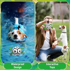 QDAN Dog Toys Balls with Bell Inside, Squeaky Dog Balls for Tug of War, Puppy Birthday Gifts, Dog Water Toys, Ball for Small Dogs(Black Green, 5 inch)