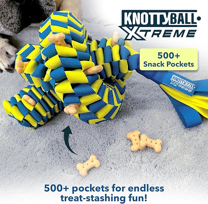 Race&Herd KnottyBall Xtreme Snuffle Ball - Interactive Dog Puzzle Toy for Small Dogs, Stimulating Dog Toys for Boredom, Treat Puzzle Toys for Dogs Enrichment, Snuffle Treat Dispensing Smart Dog Toys