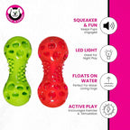 Chase 'n Chomp Squeak and Light Up Dumbbell Dog Toy, Mental & Physical Stimulation, Small, 2 Pack