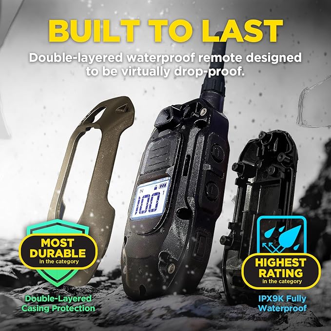 Dogtra 1900X E-Collar with Remote [New Edition] 35 lbs+, 3/4 Mile Range, LED Light, 100 Levels of Precise Control for Stubborn Dogs, Waterproof, Boost for Quick Recall, Vibration, Safety Lock & Tone
