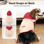 Fleece Lining Extra Warm Dog Hoodie in Winter for Medium Dogs Jacket Pet Coats with Hooded,Beige and Red L