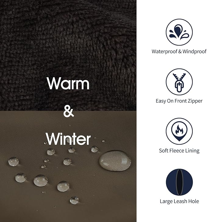 IECOii Dog Coat,Dog Cold Weather Coats for Extra Large Dogs,Thick Fleece Lined Dog Snow Suit Waterproof Dog Puffer Jacket,Large Dog Winter Coat Zippered Pet Snow Jackets Warm Dog Winter Clothes,4XL