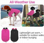 Lelepet Reversible Dog Coat Waterproof Dog Jacket Windproof Puffer Vest for Winter Warm Lightweight Coats for Large Dogs Adjustbale Hook & Loop Pet Apparel with Leash Hole, Pitbull, Rose Red, XL
