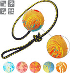 Dingo Nubby Dog Ball - Fully Rubber-Filled, with 60 cm Long Rope - Suitable for Fetching, Dog Sports, Agility, Playtime - Medium Size - Random Colour