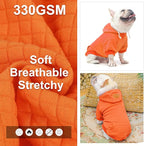 BEAUTYZOO Small Dog Hoodie Sweater with Pockets, Dog Clothes for Small Medium Dogs Boy Girl, Waffle-Like Laminated Cotton Pet Coats with Hat and Leash Hole, Orange XS