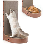 Cat Scratcher, 2 in 1 Multifunctional L Shape Cat Scratch Pad Wall Mounted with Oval Cat Bed Bowl for Indoor Cats (1 PCS Cat Scratcher)