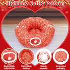Cat Tunnel Bed Under Christmas Tree 36'' Kitten Circle Donut Tunnel Skirt with Ball Mat Decorative Xmas Folding Home Kitty Guard Tube Holiday Party Indoor Pet(Red Gold,Snowflake)