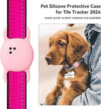 DDJ for Tile Life360 Sticker (2024) Tracker Cat Collar Case, 2-Pack Silicone Anti-Lost Protective Cover Tile Tracker Holder for Dog & Pet Collars, Ultra Durable, Easy Installation, Lightweight, Pink