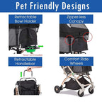 HPZ Pet Rover Lite Premium Light-Weight Dog/Cat/Pet Stroller Travel Carriage with Convertible Compartment/Zipper-Less Entry/1-Hand Quick Fold/Aluminum Frame for Small & Medium Pets (Black 2nd-Gen.)