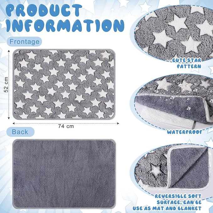 2 Pcs Large Self Warming Cat Pad Self Heating Cat Mat Bed Dog Crate Pet Blankets Thermal Heated Bed Mat for Outdoor Indoor Newborn Kittens Puppies Dog(Large Star,29 x 20)