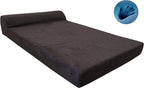 Dogbed4less Premium HeadRest Pillow Orthopedic Cool Memory Foam Dog Bed for Large Dogs, Waterproof Lining with Washable Suede Espresso Cover, XXL 55X37