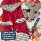 DJANGO Highland Dog Jacket & Raincoat – Water-Repellent, Lined Dog Coat with Hood, Adjustable Fit & Harness Hole – Lightweight Rain & Wind Jacket for Small & Medium Dogs up to 30 lbs (Red, X-Small)
