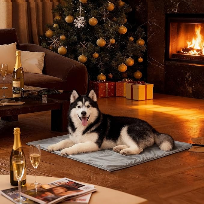 Toozey XL Pet Heating Pad, Waterproof & Chew Resistant, 6 Temp Settings with Timer, 47x28 in for Dogs & Cats