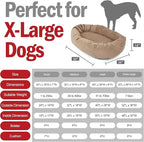 Majestic Pet 52 Inch Suede Calming Dog Bed Washable 52x35x11 (Inch) – Cozy Soft Round Donut Dog Bed with Spine Support for Dogs to Rest Their Head - Pet Bed X- Large – Stone (2025)