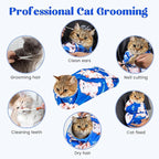 27.6“ Cat Wrap for Cutting Nails Self-Adherent Fabric Cat Wrap for Grooming Cat Restraint for Nail Clipping Anti-Escape Cat Calming Wrap Within 15lbs