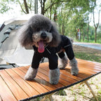 LOVELONGLONG Fleece-Lined Dog Raincoat with Removable Hood – Waterproof Winter Full Body Dog Jacket – Windproof Snowproof Cold-Weather Suit – Black-F S