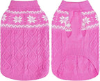 Warm Winter Dog Sweater - Cold Weather Pet Clothes for Small Medium Large Dogs Indoor Outdoor, Soft Classic Knit Puppy Apparel, Pink, XS