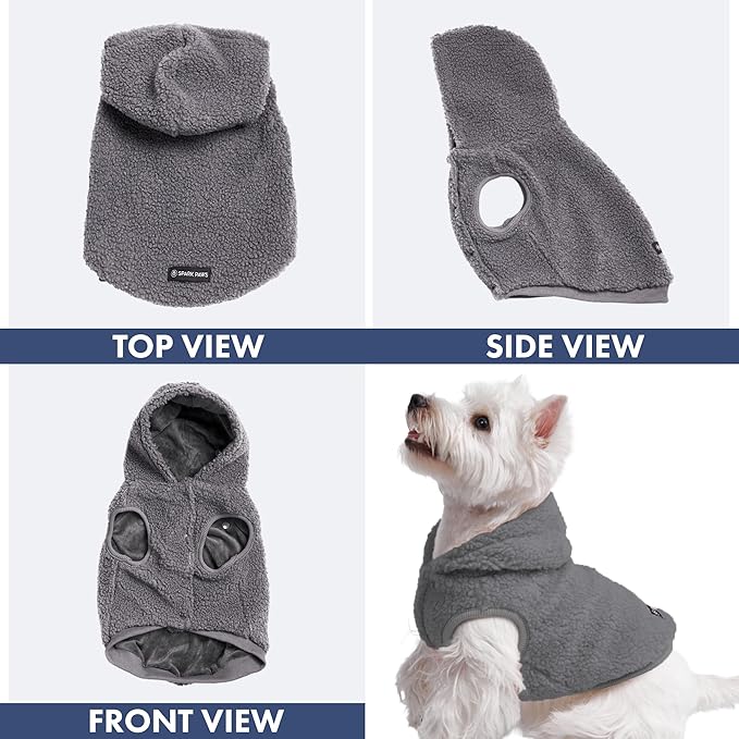 Spark Paws Teddy Dog Sweater, Sherpa Vest with Warm Fleece Lining, Winter Coat Suitable for Small Medium Large XL XXL Breeds - Grey - XL