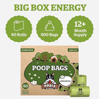 Pogi’s Dog Poop Bags – Leak-Proof & Extra Thick Pet Waste Bags (Unscented, 60 Rolls, 900-Count)