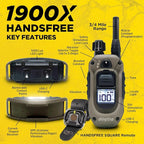 Dogtra 1900X Handsfree E-Collar for Dog Training - 3/4 Mile Range, for Dogs 45 lbs+, Waterproof, 100 Stimulation Levels, Vibration, Tone, Rechargeable - Hands-Free Remote for Dog Owners and Trainers