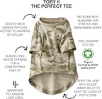 Toby II - The Perfect Tee, 3 Pack Short Sleeve Pet T-Shirt 100% Organic Cotton Tees Clothes for Small, Medium, Large Dogs, Sage Camo, Small