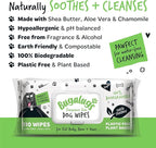 BUGALUGS Dog Wipes, 100% Plastic Free Biodegradable pet Wipes for Full Body, Eye Wipes, Ear Wipes, Bum & Paws. 110 Sensitive Dog Grooming Wipes for Dogs, Puppy & cat Grooming (Fragrance Free)