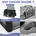 BALEINE Cat Carrier, Puppy Dog Carrier for Small Medium Pets Up to 15 Lbs, Soft-Sided Dog Travel Bag with Safety Zippers, Collapsible Pet Carrying Case (Black, L, 17"x11"x11")