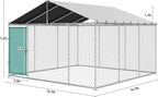DWVO 14.8'x14.8' Large Outdoor Dog Kennel with Roof, Dog Pens Outside with Metal Dog Gate, Dog House Large Dogs for Yard