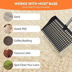 Chicken Poop Scooper & Rake 2-in-1, Pooper Scooper with 13in Wider PP Head & Adjustable Stainless Steel Handle, 33''-69'' Sand Sifting Shovel Litter Scooper for Chicken Coop/Small Farm Animals, Black