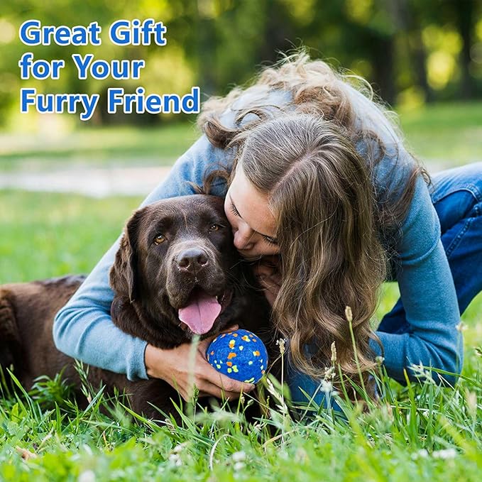 4Pcs Super Bouncy Dog Balls, Fun Indestructible Tennis Balls for Aggressive Chewers, Durable Floating Fetch Toys for Medium and Large Dogs with Lifetime Replacement
