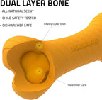 Playology Dog Toys | Dual Layer Bone Durable Chew Toy Bone for Dogs | Medium Cheddar Cheese Scented Toy - Easy to Clean and Made from Non Toxic Materials