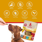 PLATO Pet Treats Jerky Dog Treats - Air-Dried Jerky for Dogs - Delicious, Real Meat Dog Treats - Grain Free - Supports Healthy Digestion - Chicken Jerky with Bone Broth 16oz