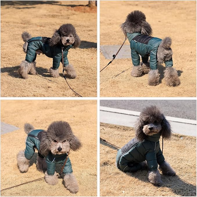 ArmyGreen Dog Warm Coat, Waterproof Windproof Reflective Vest, Zippered Adjustable Snow Jacket for Small to Large Dogs
