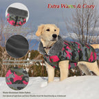 Dogcheer Warm Dog Coat, Waterproof Dog Jacket Reflective Adjustable Puppy Winter Coat with Buckle, Christmas Pet Snow Jacket Turtleneck Fleece Sweater for Small Medium Large Dogs - Camo Pink, S