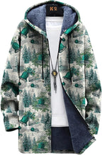 Mens Long Cardigan Hoodies Full Zip Fleece Lined Jackets Fashion Knitted Color Block Hooded Coat with Pockets