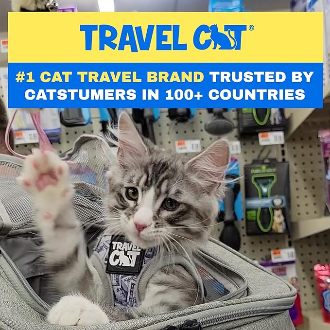 Travel Cat Harness and Leash Set - Adjustable Fit Mesh Cat Harness and Reflective Strap - Comfort Walking Vest for Kitten for Outdoor Walking, Hiking (Medium, Cashcat)
