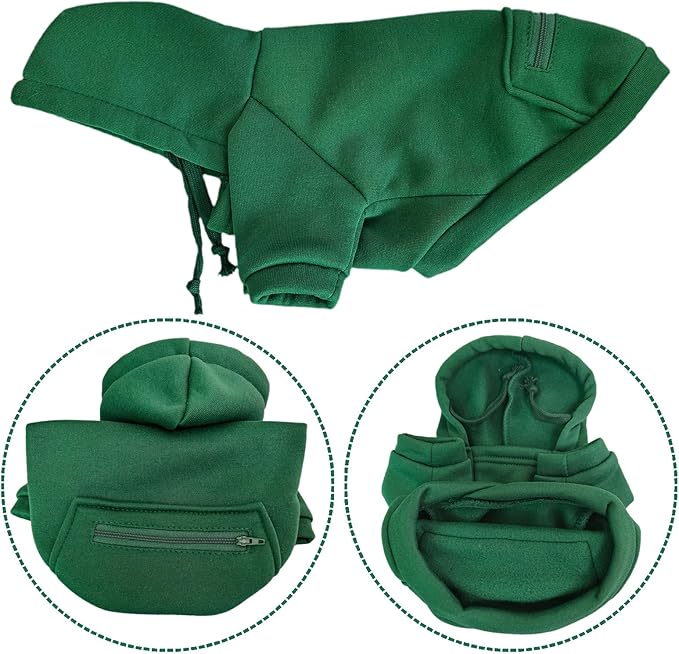Jecikelon Pet Dog Cold Weather Coat with Pocket Winter Dog Hoodie Warm Puppy Clothes for Small Dogs Chihuahua Clothing (Green, XX-Small)