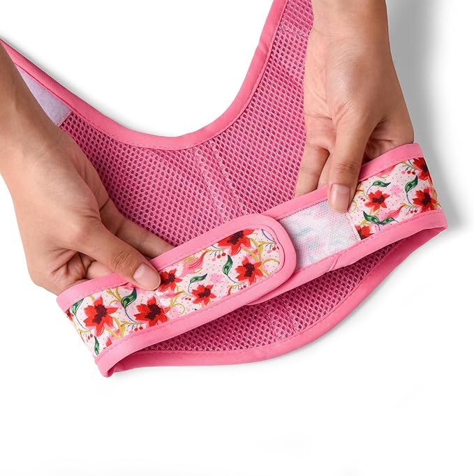 Mile High Life Dog Harness, Air Mesh Floral Vest Harness for 20 lbs Small Dogs & Cats, Easy Get on Adjustable Easy Closures Both Neck and Chest(Lily, XS Chest 14"-16")