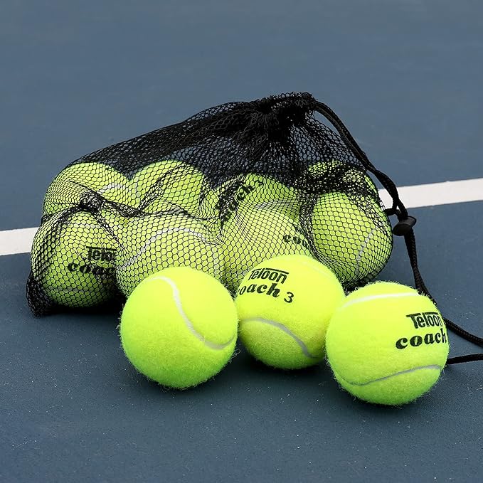 Teloon Pressure Training Tennis Balls-12 or 18 Count-Mesh Carry Bag，4 Colors Available，Pressureless Training Exercise Tennis Balls for Beginners.