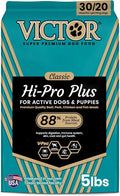 VICTOR Super Premium Dog Food – Hi-Pro Plus Dry Kibble – High Protein Dog Food with 30% Protein – Beef, Chicken, Pork, Fish Meals, Gluten Free - for High Energy and Active Dogs & Puppies, 5lbs