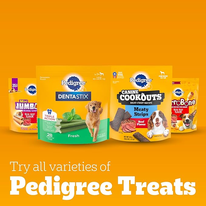 Pedigree Dentastix Dual Flavor Large Breed Dog Treats, Bacon & Chicken, 1.47 lb. Bag (32 Treats)