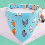 Faygarsle 2 Pack Chicken Pattern Cat Collar Set with Bandana and Bowtie, Light Blue, Breakaway Safety Clasp with Bell
