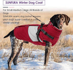 SUNFURA Dog Jacket, Large Dog Coat with Harness Built in, Warm Pet Winter Jacket Zippered Snow Coat with Furry Collar, Waterproof Fleece Snowsuit for French Bulldog, Burgundy L